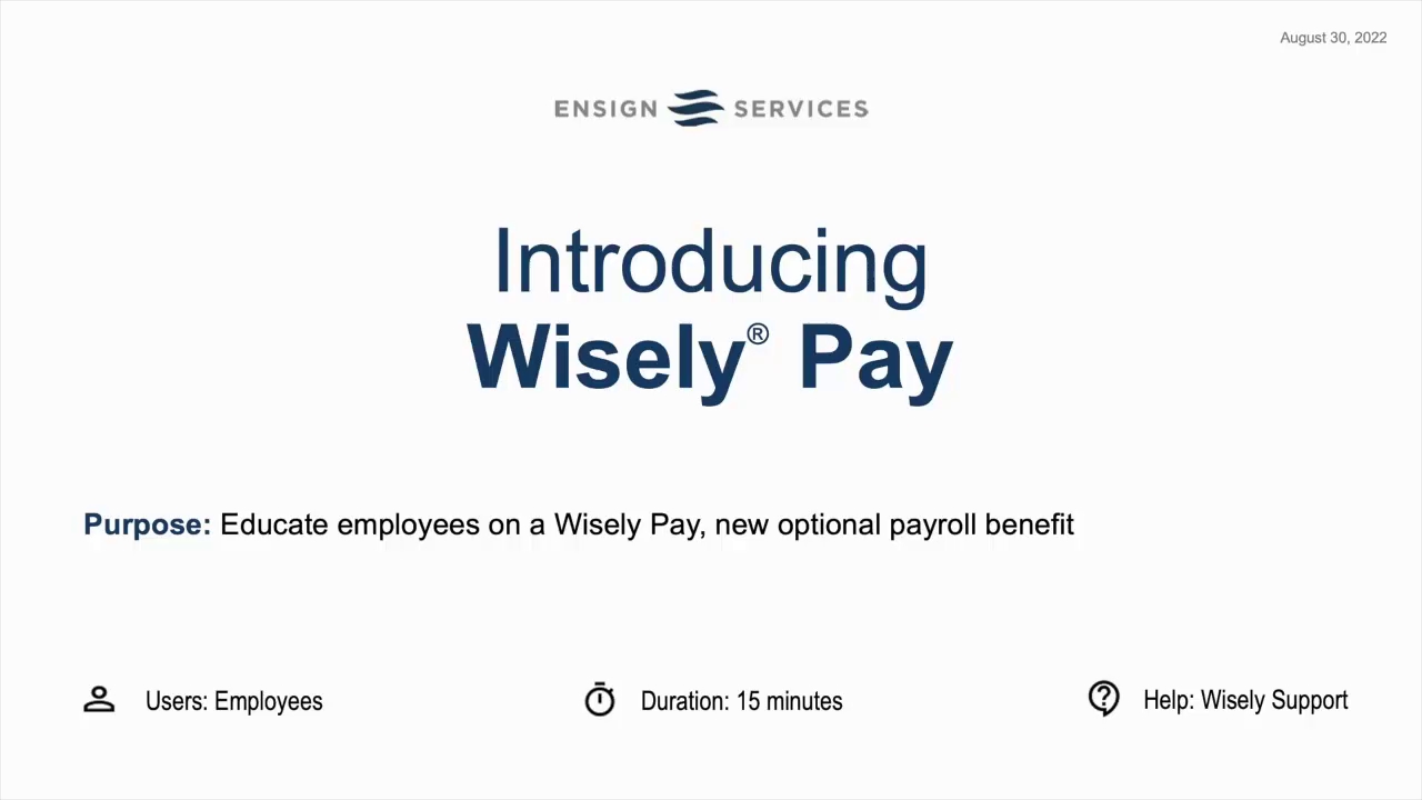 Wisely Pay Card Training