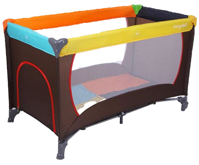 A portable playpen parents can take with them when traveling